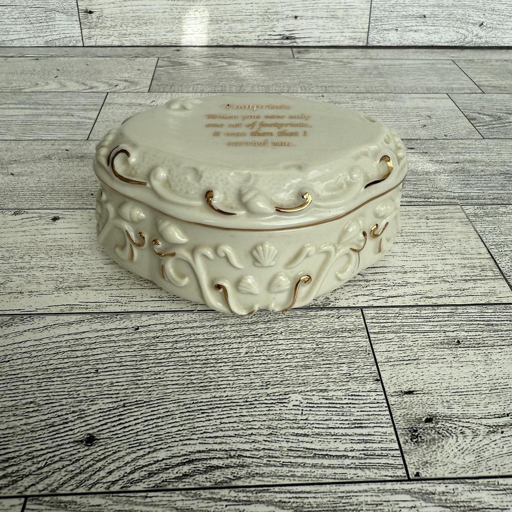 Vintage Lenox‎ Porcelain Footprints Music Box 1997 Working